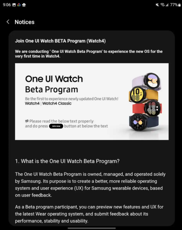 Samsung Galaxy Watch4 Beta