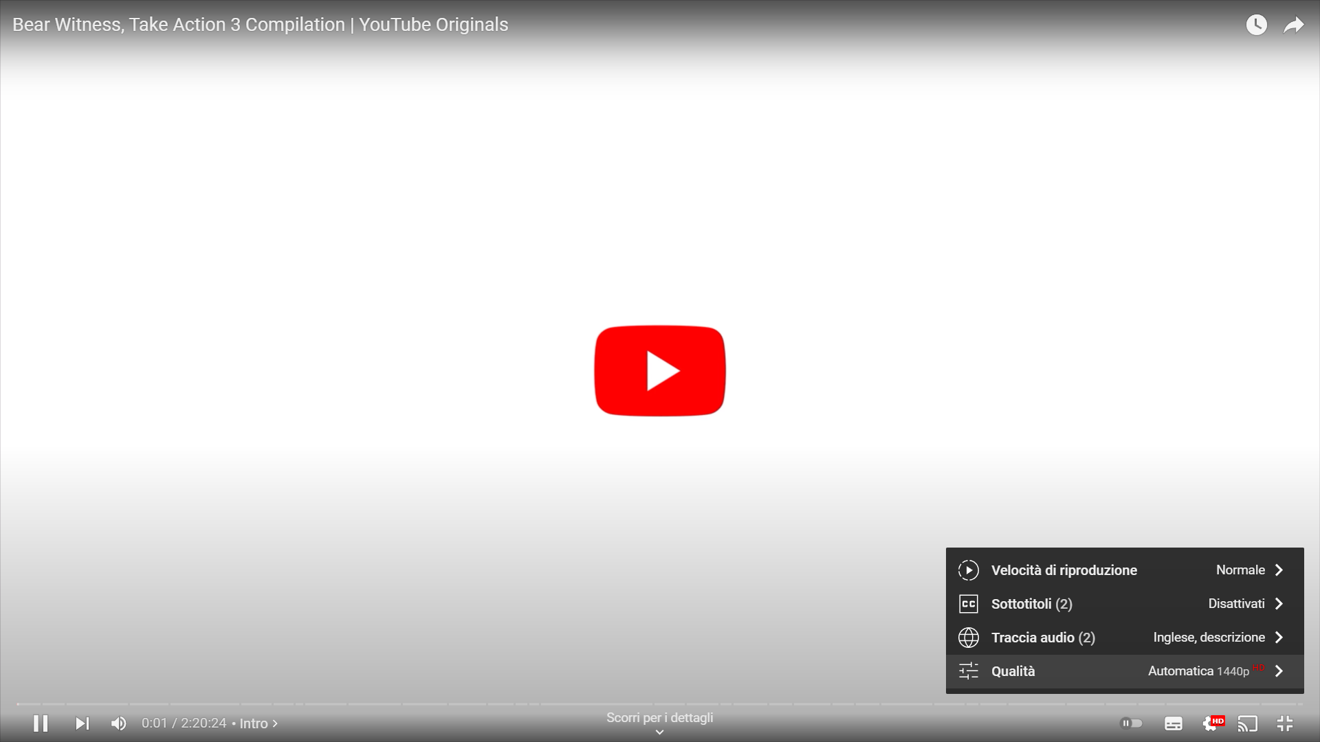 YouTube Originals traccia audio inglese descrizione