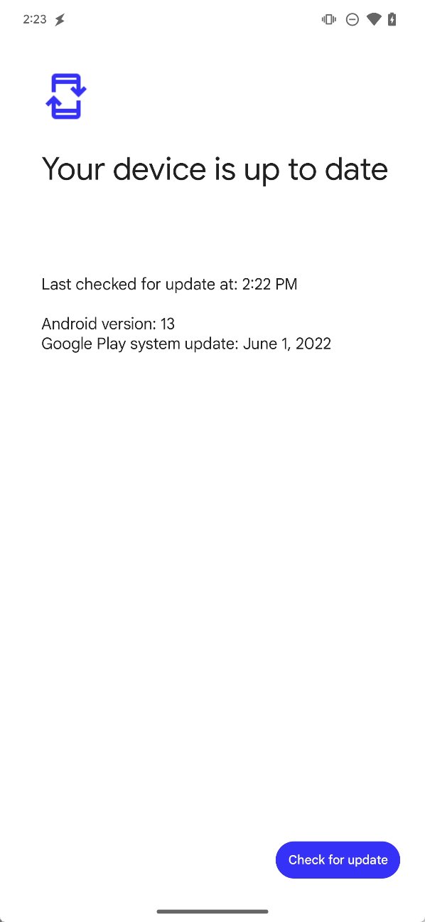 Android 13 Beta 3 Aggiornamenti di Sistema Google Play