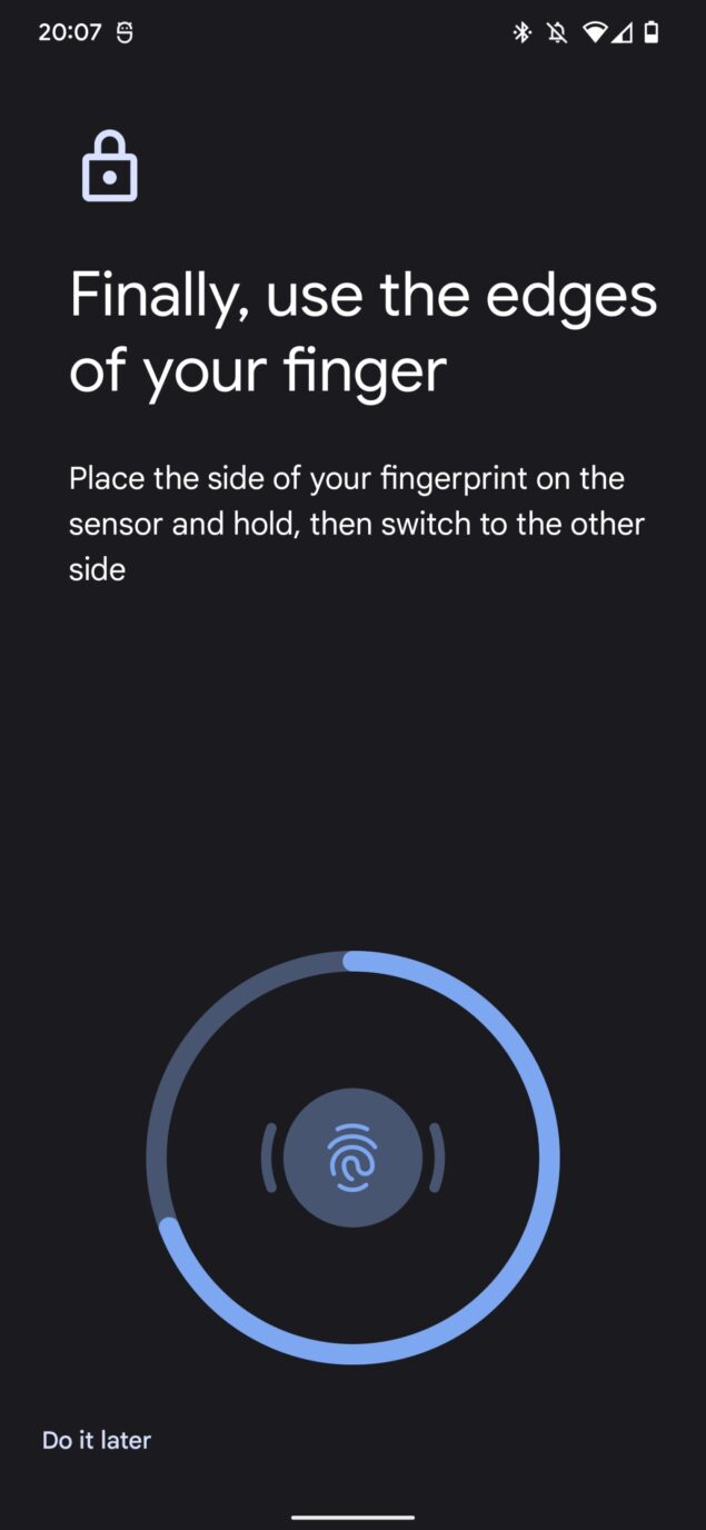 Android 13 Interfaccia per la registrazione delle impronte digitali Beta 2