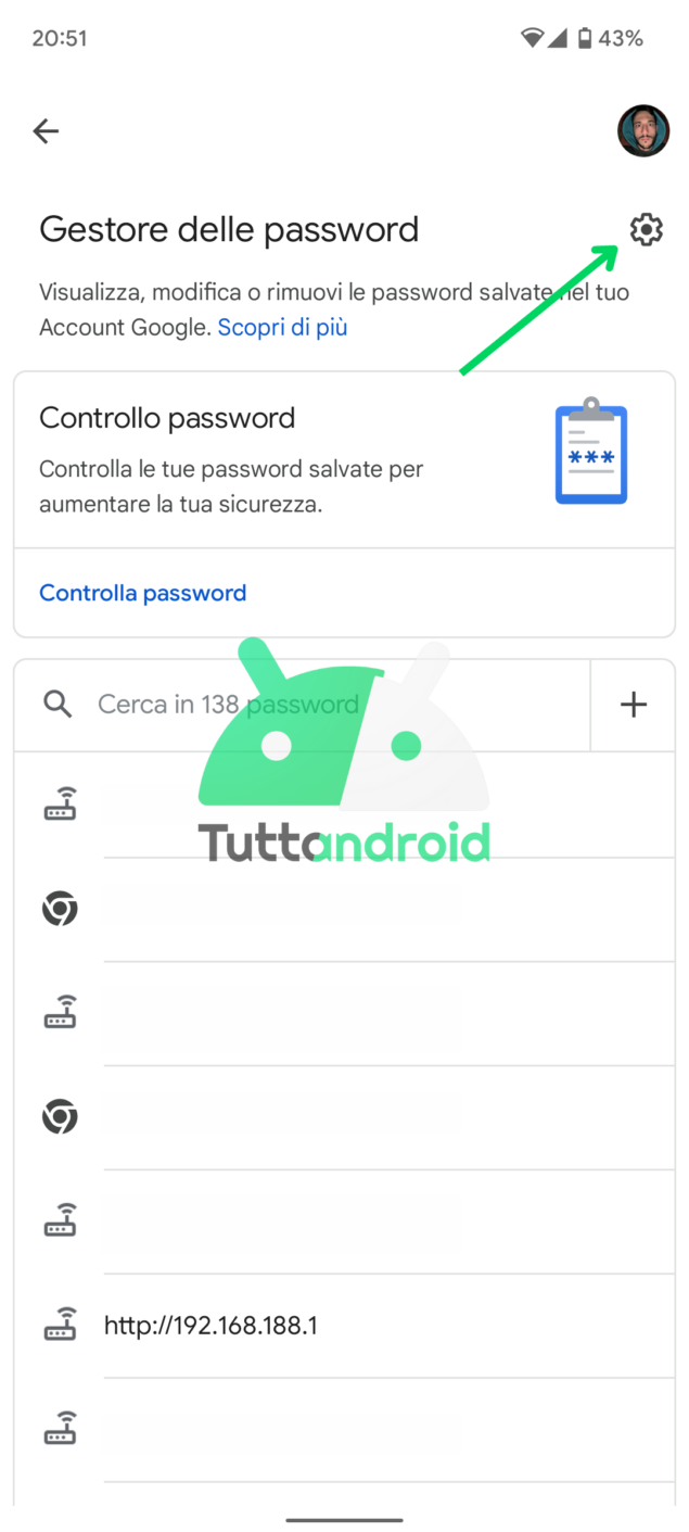 Come aggiungere il gestore delle password di Google alla Home su Android - Passo 1