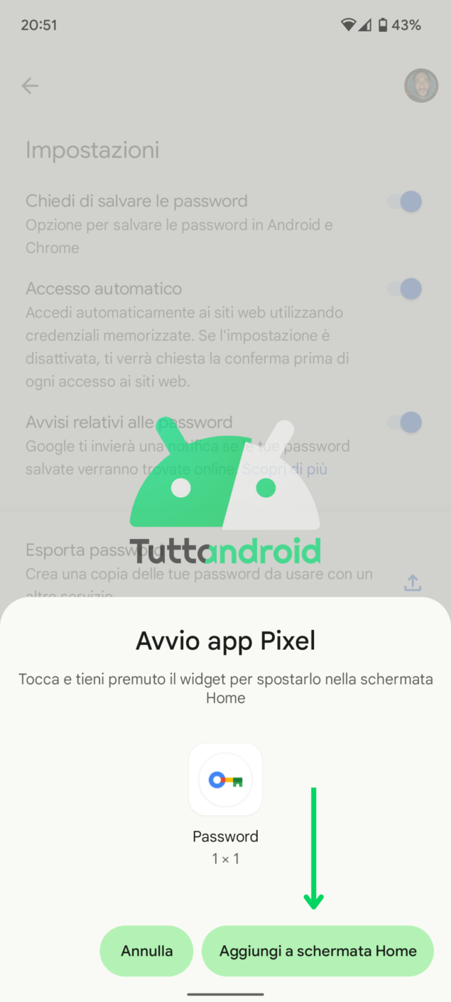 Come aggiungere il gestore delle password di Google alla Home su Android - Passo 3