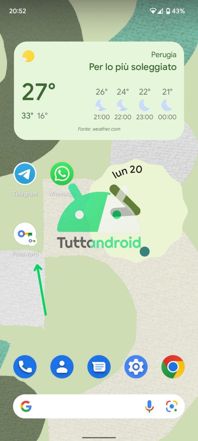 Come aggiungere il gestore delle password di Google alla Home su Android - Passo 4