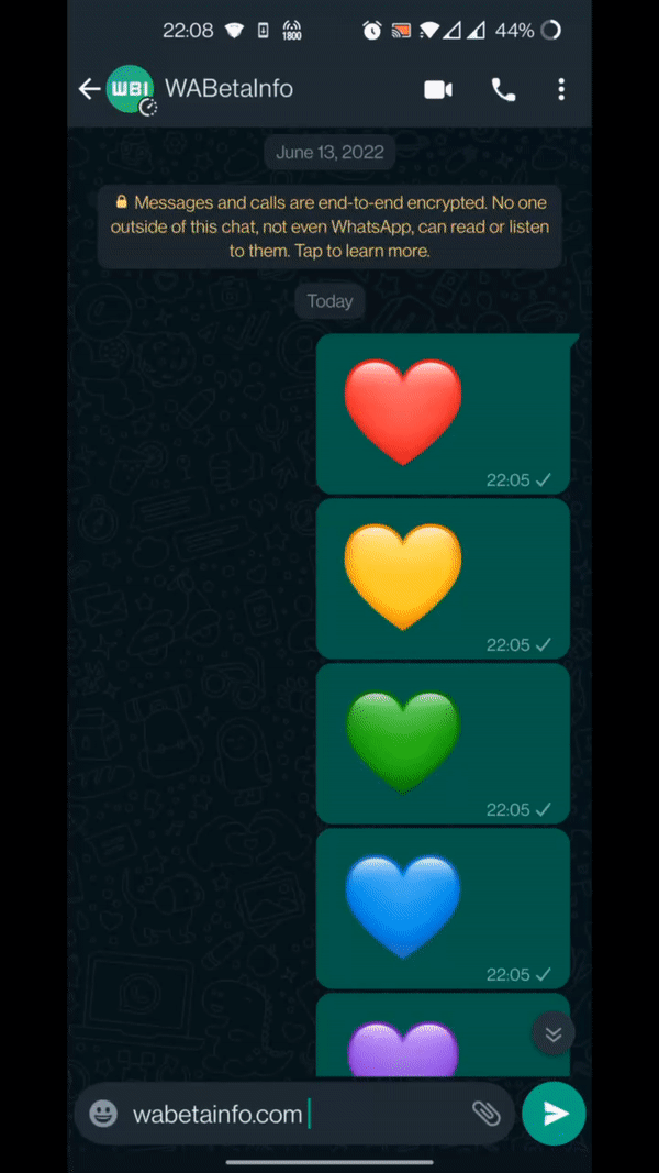 whatsapp beta emoji cuore animate