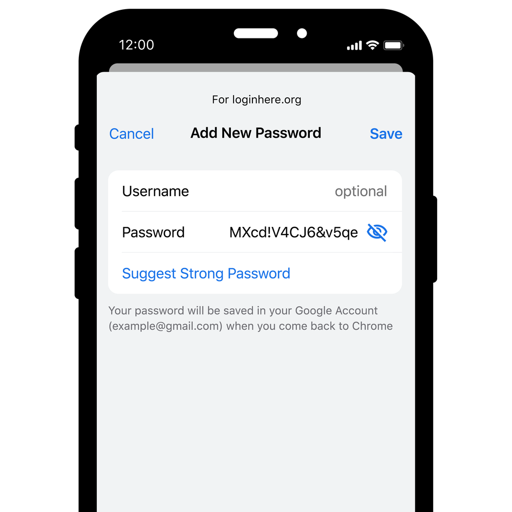 Google Password Manager generazione password iOS