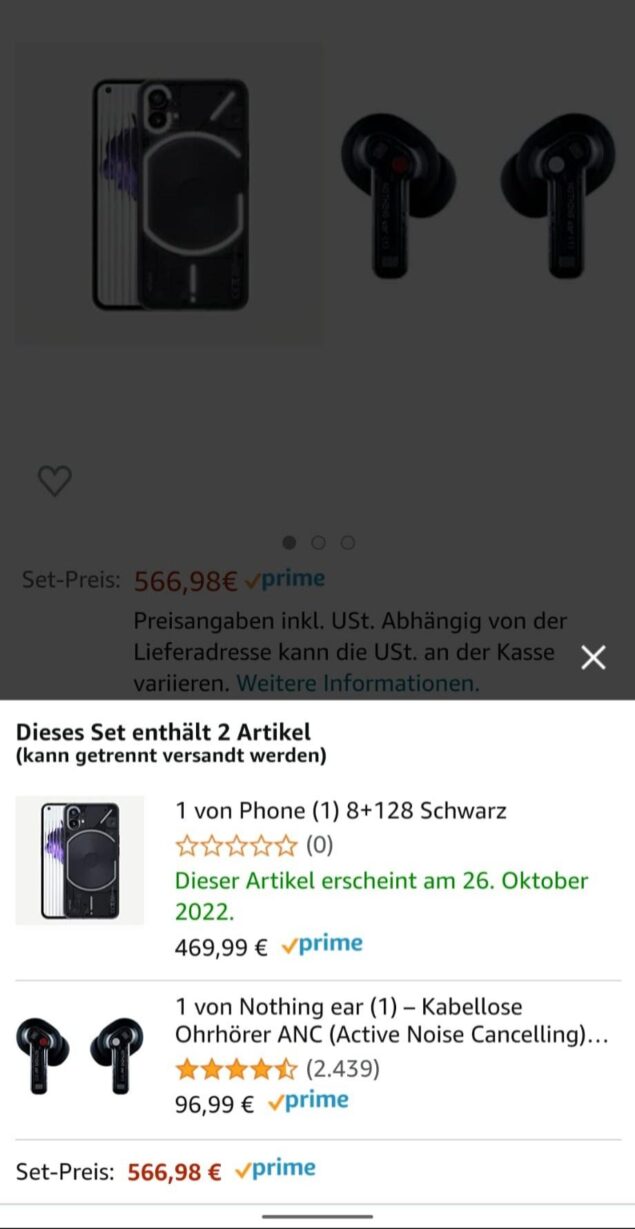 Nothing Phone (1) bundle con Nothing Ear (1) Amazon