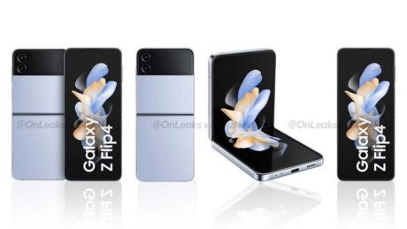 Samsung Galaxy Z Flip4 Render Stampa nella colorazione Blue