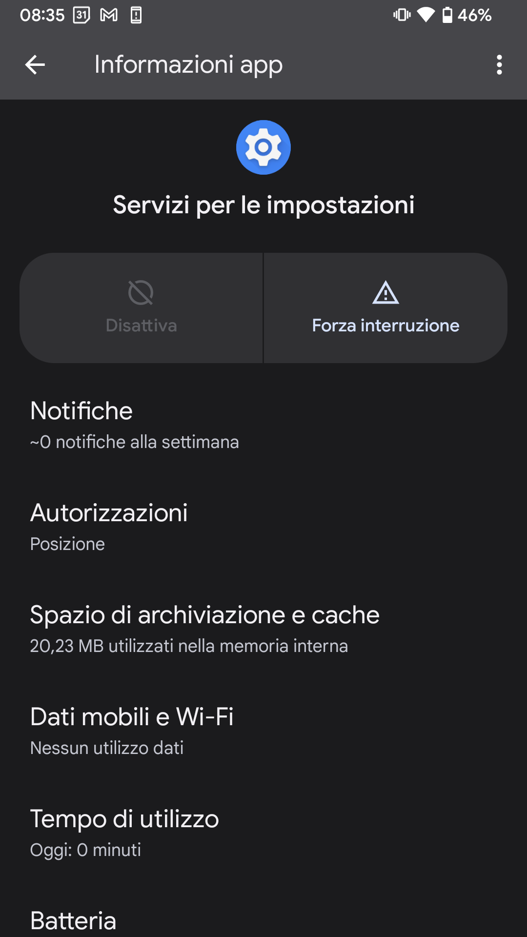 Google Settings Services (Servizi per le Impostazioni)