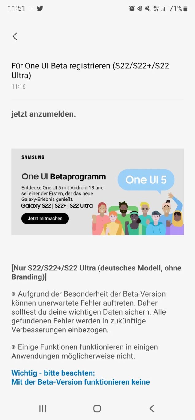 Programma beta della One UI 5.0 per i Samsung Galaxy S22