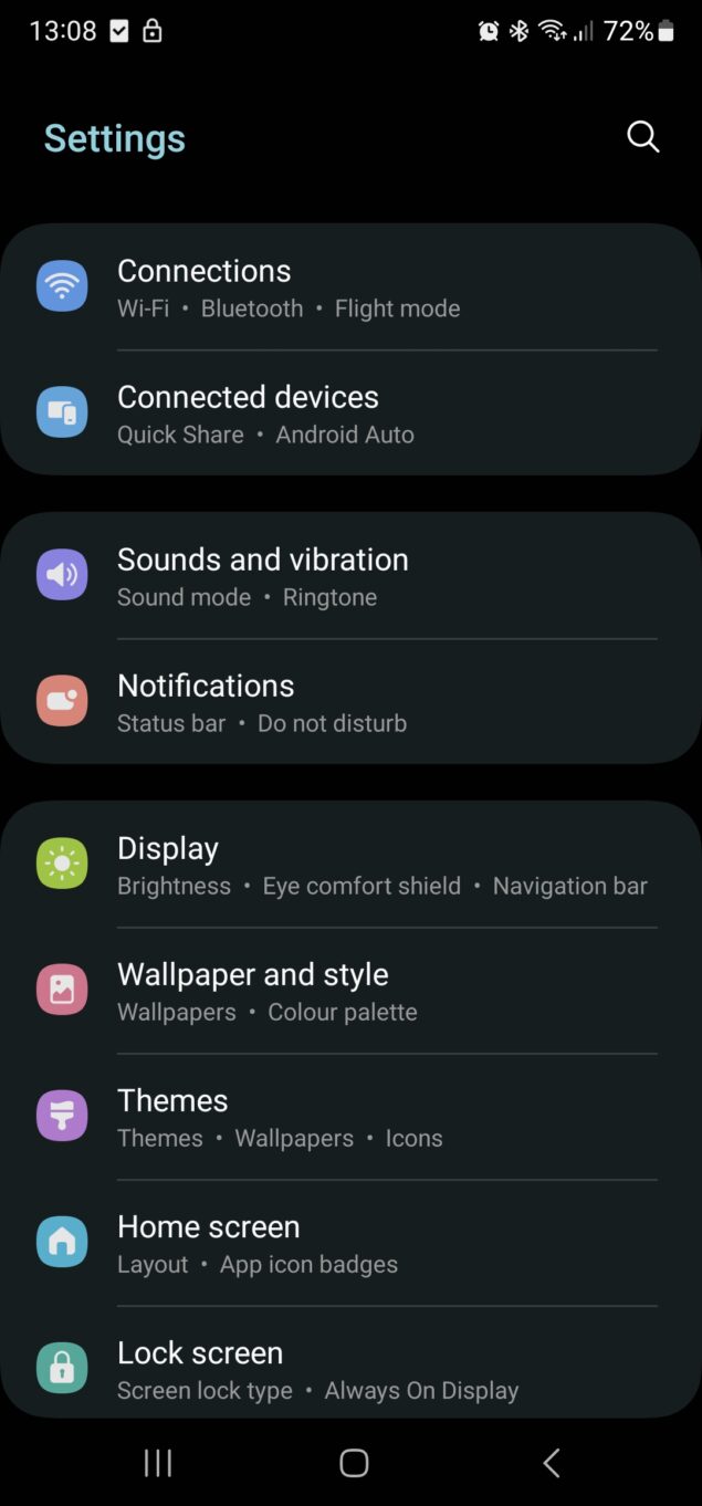Samsung Galaxy S22 Ultra One UI 5.0 - Impostazioni