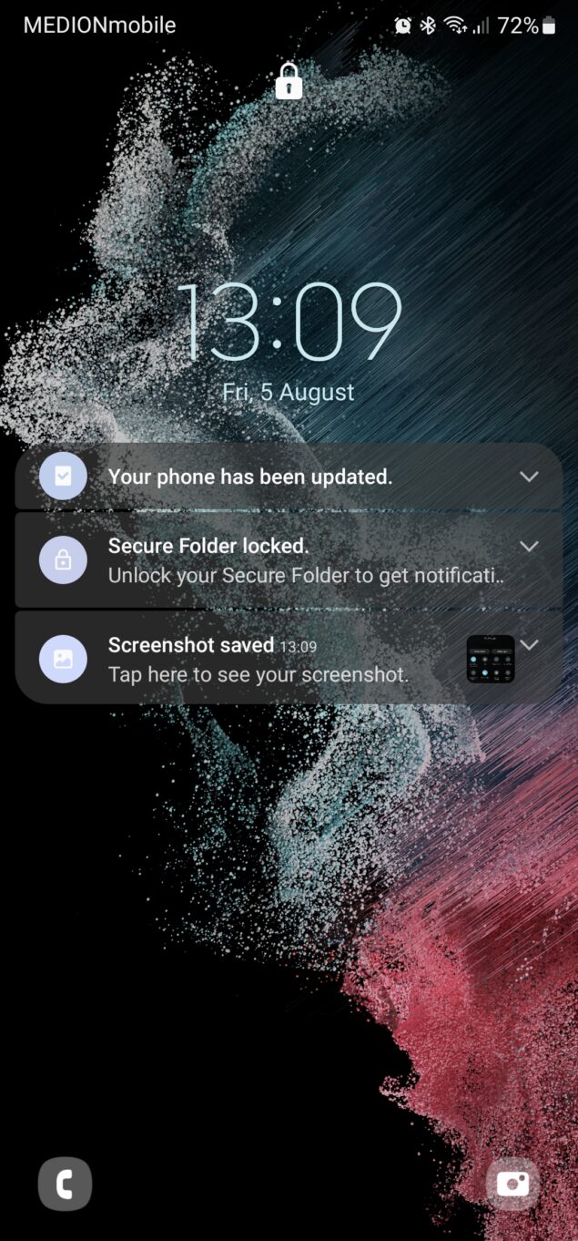 Samsung Galaxy S22 Ultra One UI 5.0 - Schermata di blocco