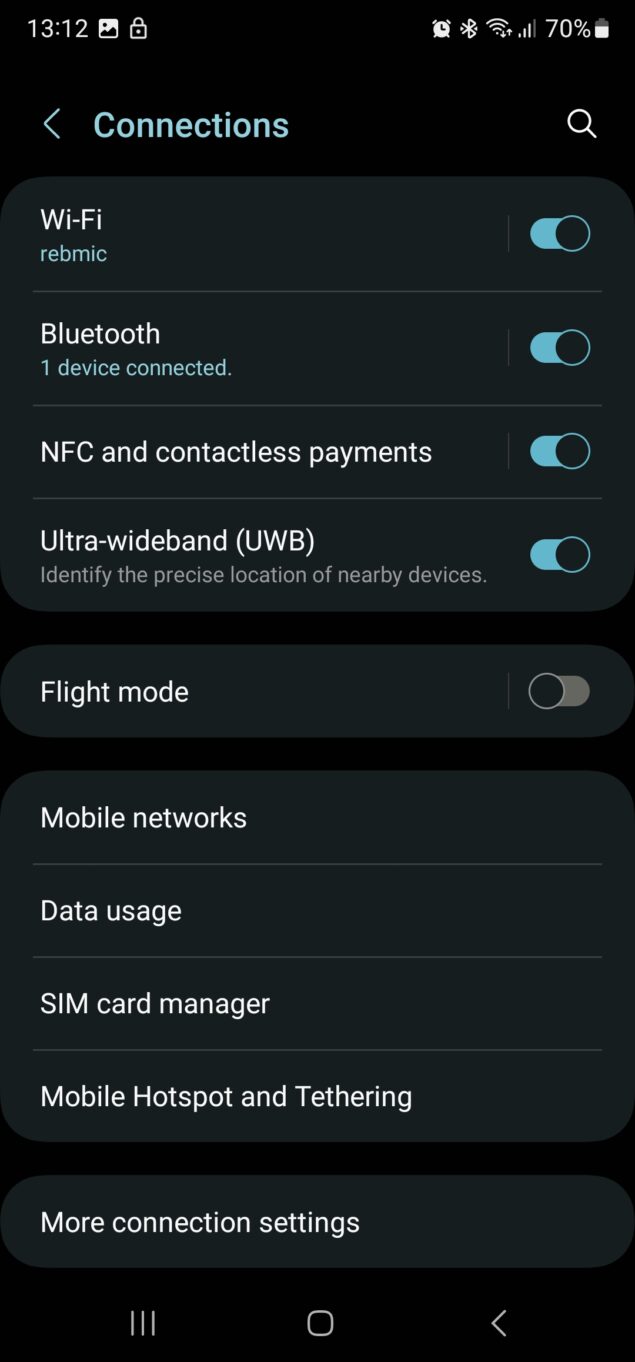 Samsung Galaxy S22 Ultra One UI 5.0 - Connettività