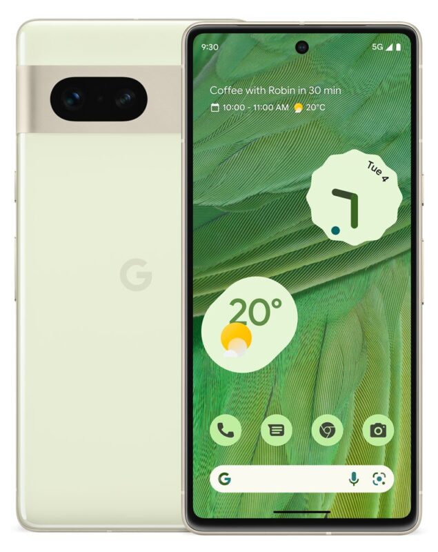 Google Pixel 7 press render Lemongrass