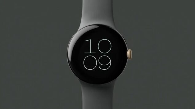 Google Pixel Watch con cassa Gold e cinturino Charcoal