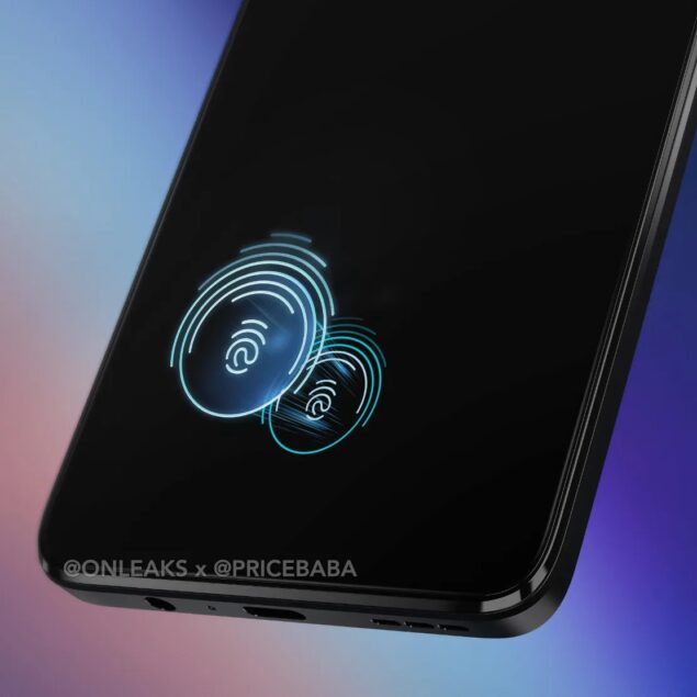 Motorola Moto G72 render stampa lettore delle impronte sotto al display
