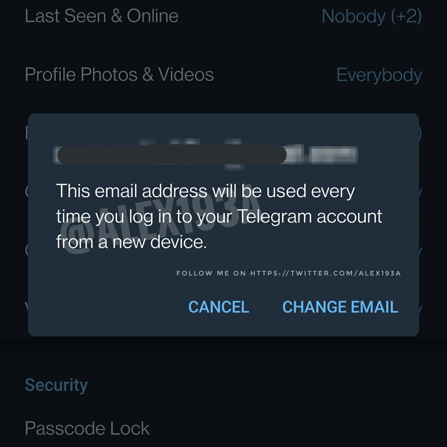 Telegram collegare account email