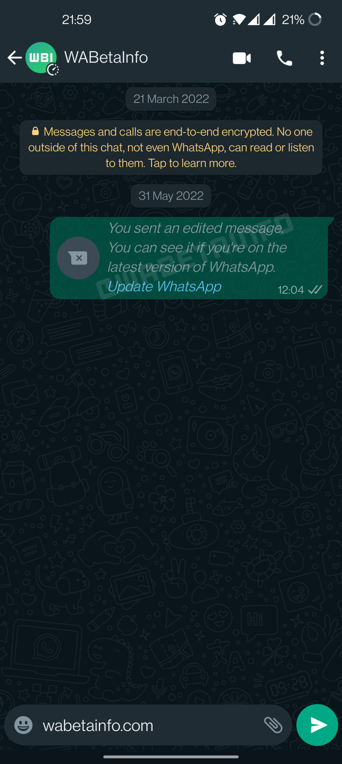 whatsapp modifica messaggi