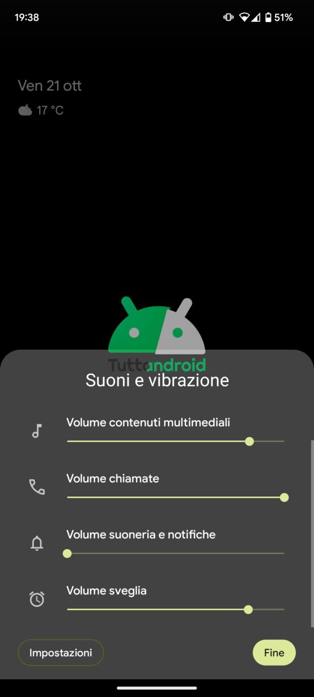 Android 13 QPR1 Beta 3 - Menu esteso del volume