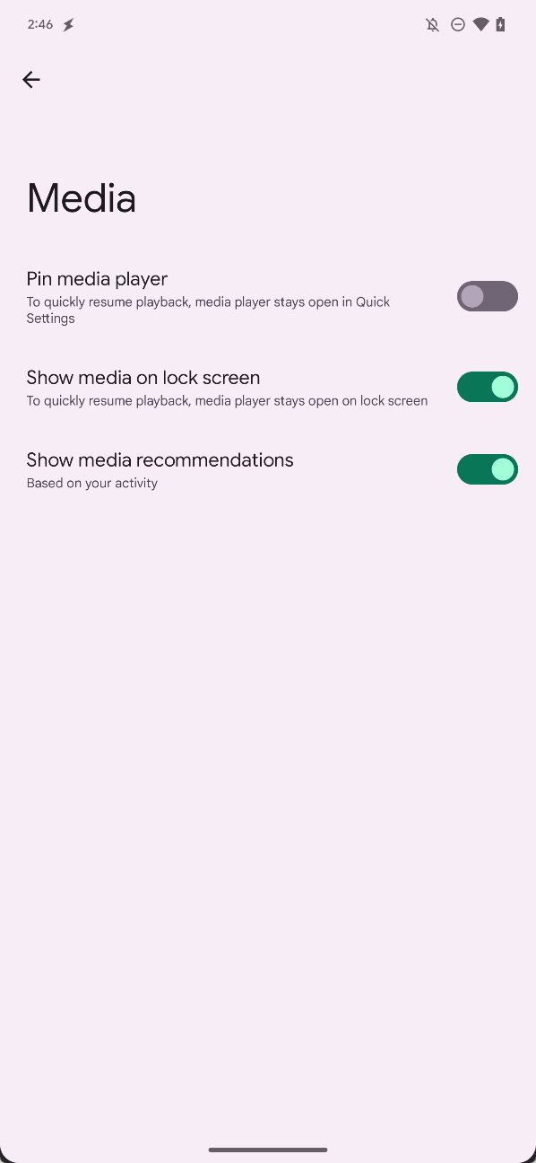 Android 13 QPR1 beta 2 Contenuti multimediali nella schermata di blocco