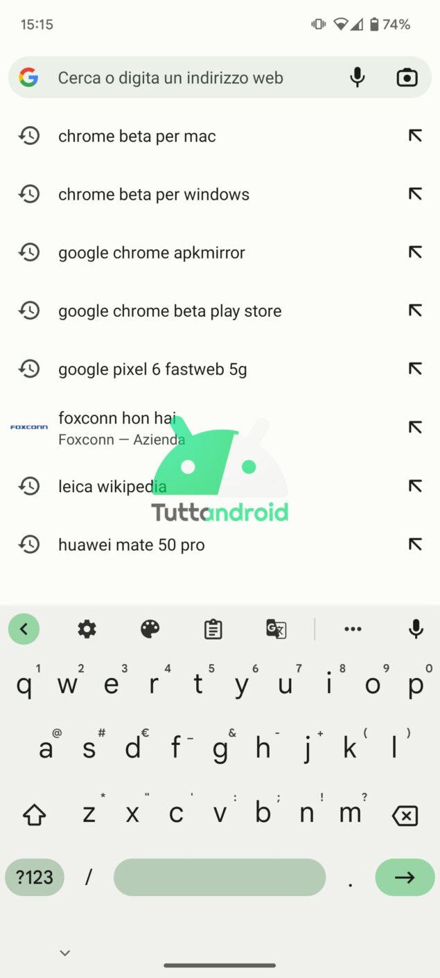 La vecchia omnibox su Google Chrome 108 beta