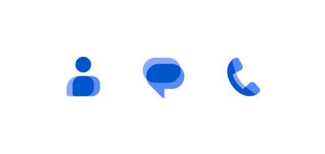 nuove icone Google Messaggi, Contatti e Telefono