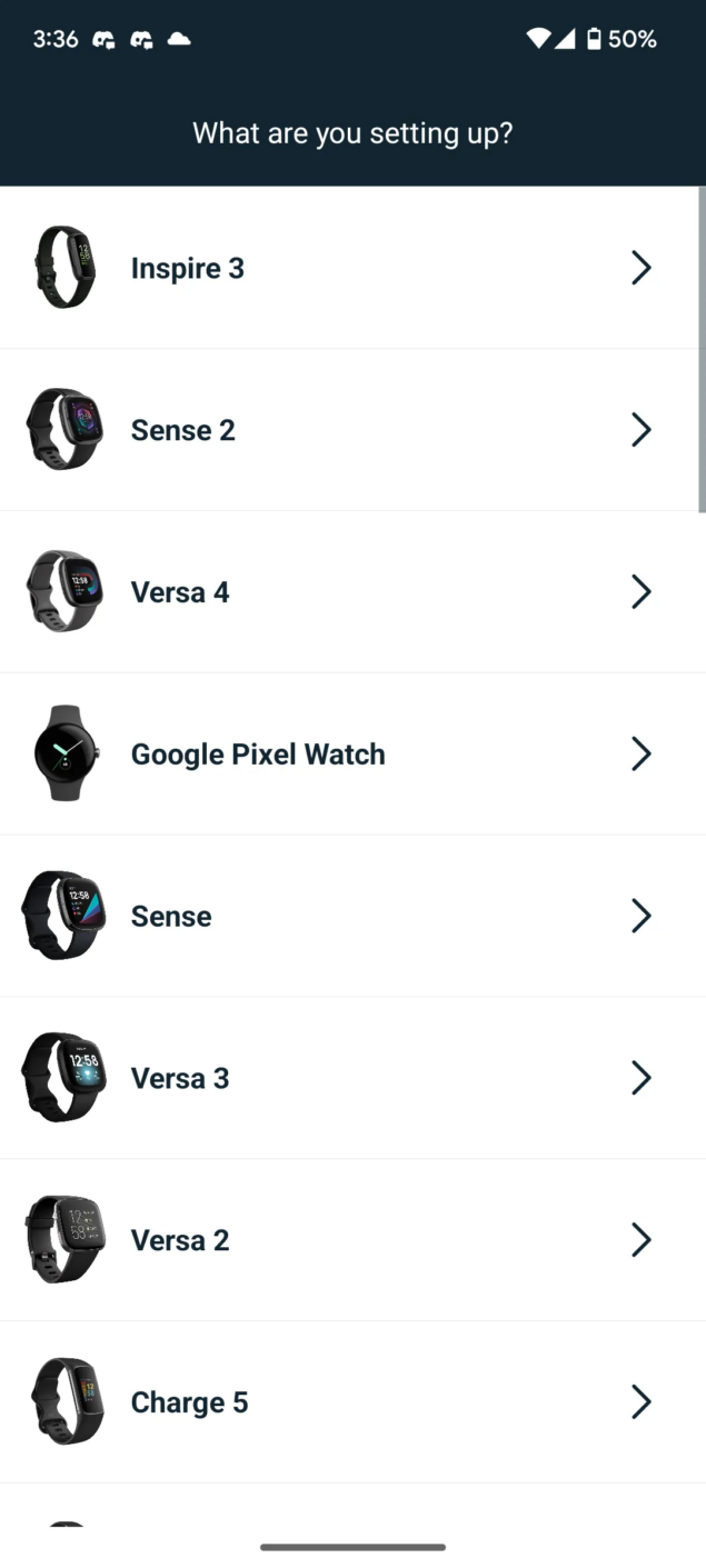 Google Pixel Watch nell'app Fitbit