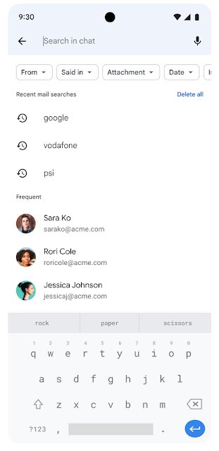Suggerimenti di ricerca in Google Chat