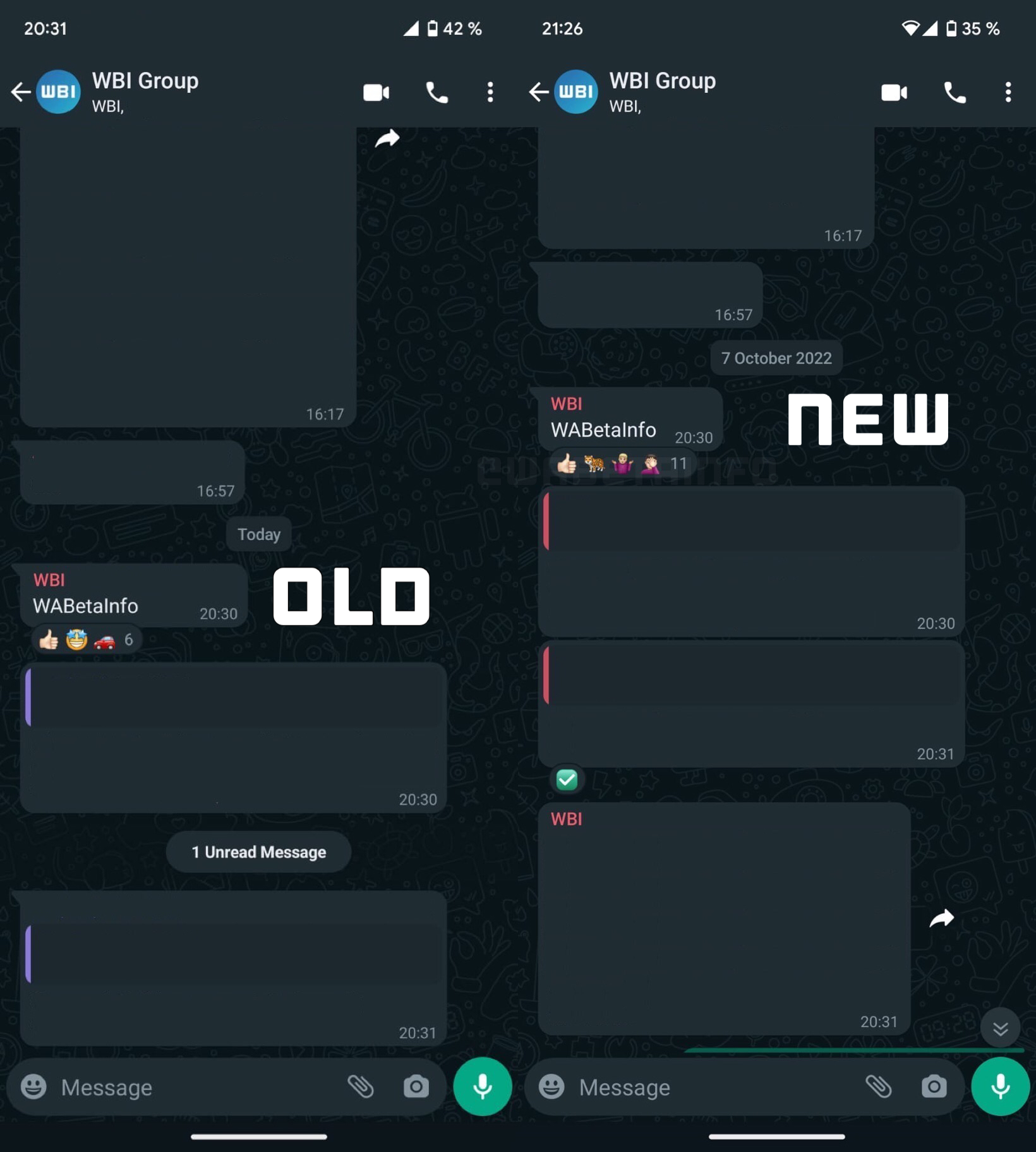 WhatsApp beta Android 4 reazioni