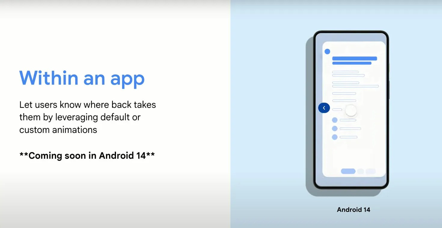 Android 14 back gesture predittiva