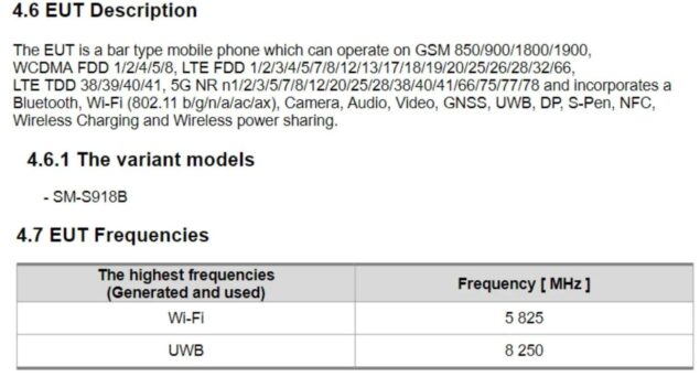 Samsung Galaxy S23 Ultra FCC