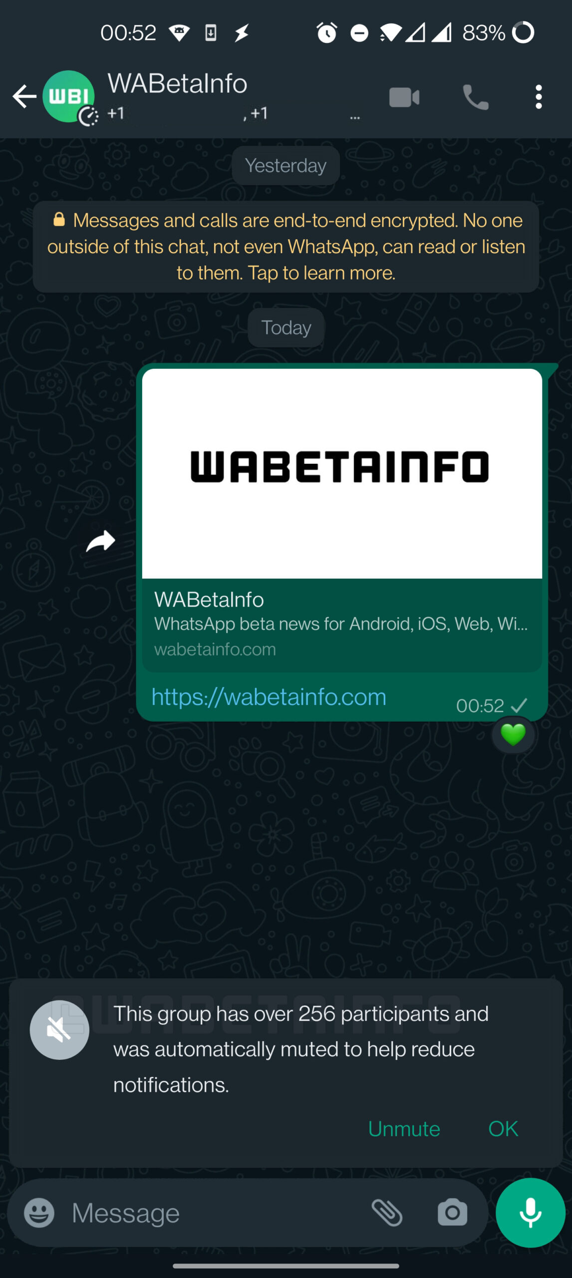 whatsapp beta silenziare automaticamente gruppi grandi
