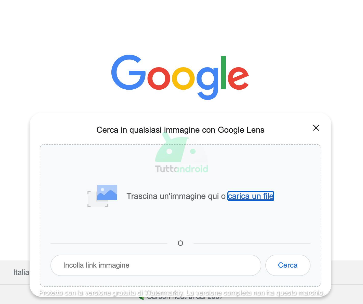 google lens schermata google