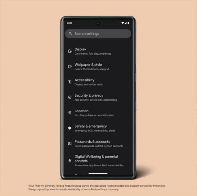 Il nuovo hub unificato di Sicurezza e Privacy tra le impostazioni di sistema di Android 13