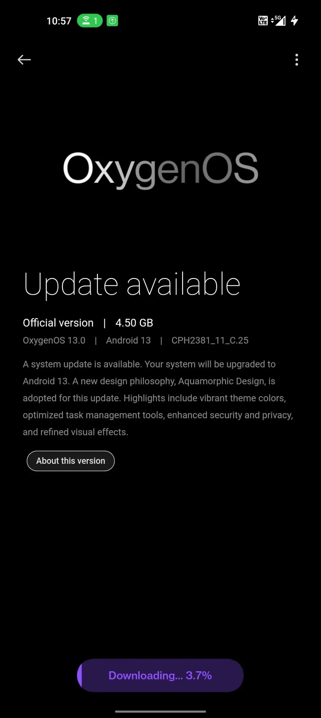 Changelog dell'aggiornamento ad Android 13 e OxygenOS 13 su OnePlus Nord CE 2 Lite 5G