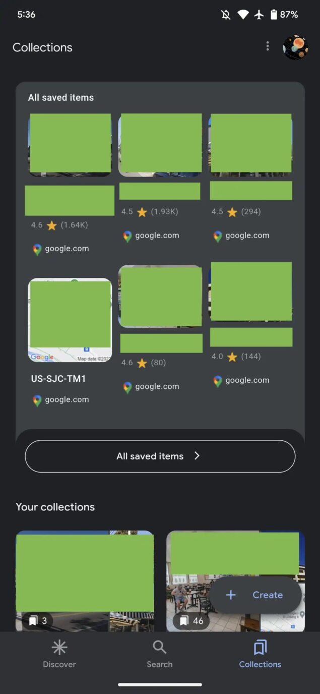 app Google nuova grafica scheda Raccolte