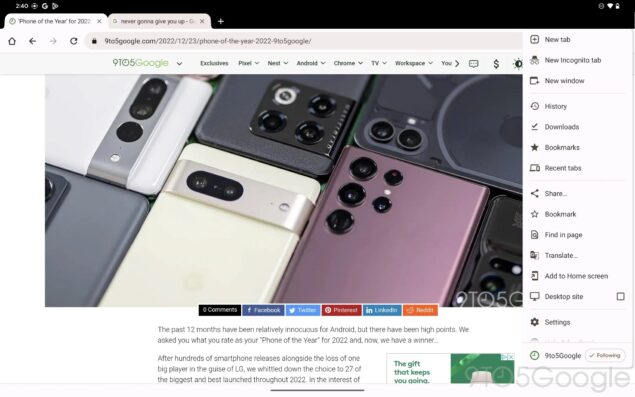 Google Pixel Tablet concept Chrome