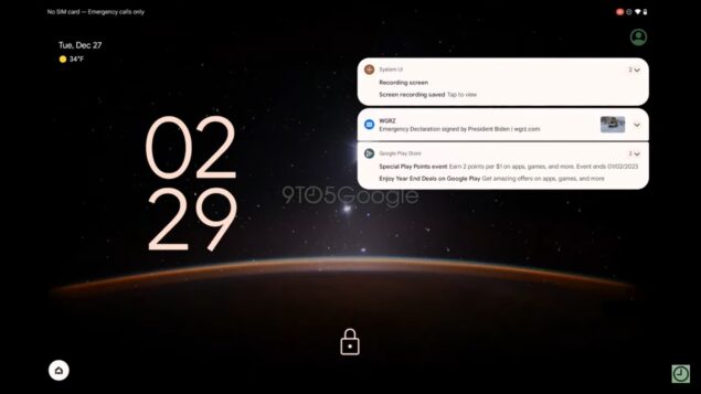 Google Pixel Tablet concept schermata di blocco