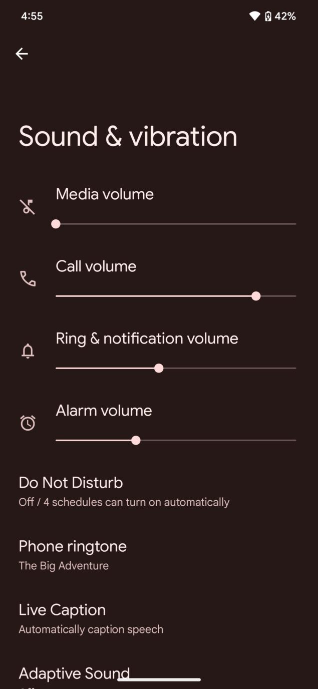 Android 13 QPR2 Beta 1 volumi notifiche e suonerie