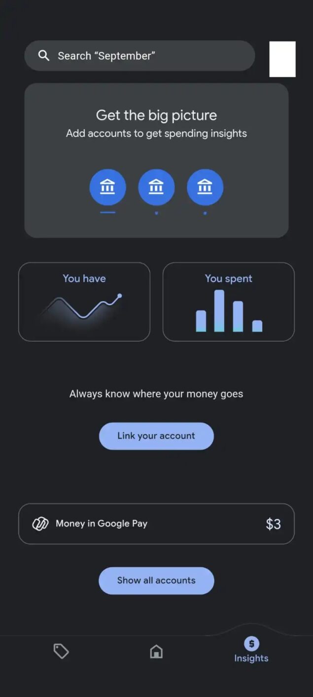 vecchia interfaccia Google Pay