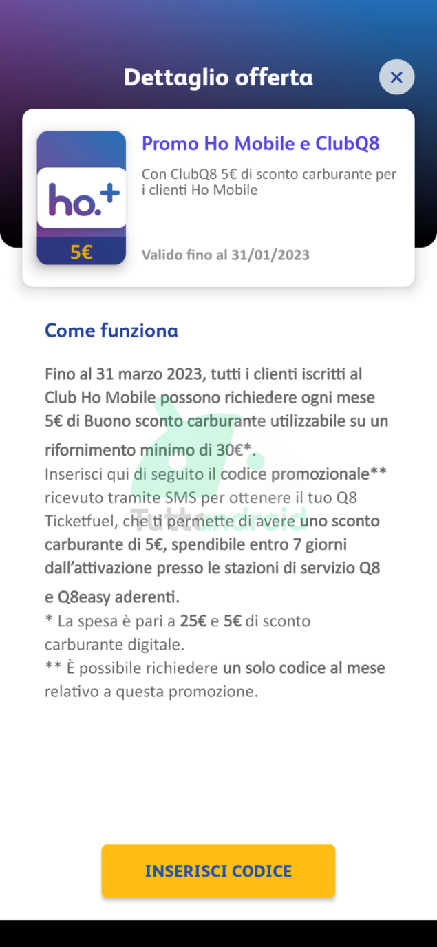buoni carburante Q8 ho. Mobile