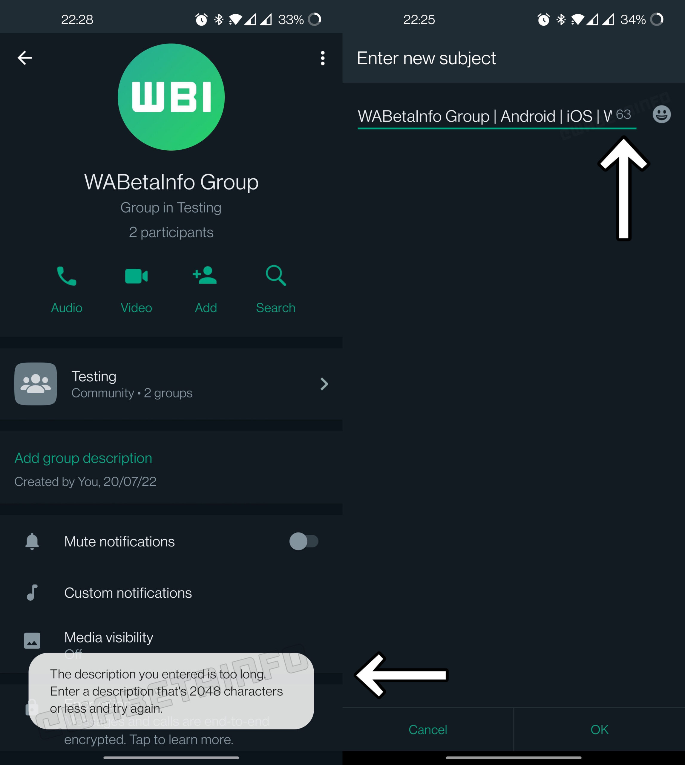 WhatsApp Beta 2.23.3.9 novità gruppi