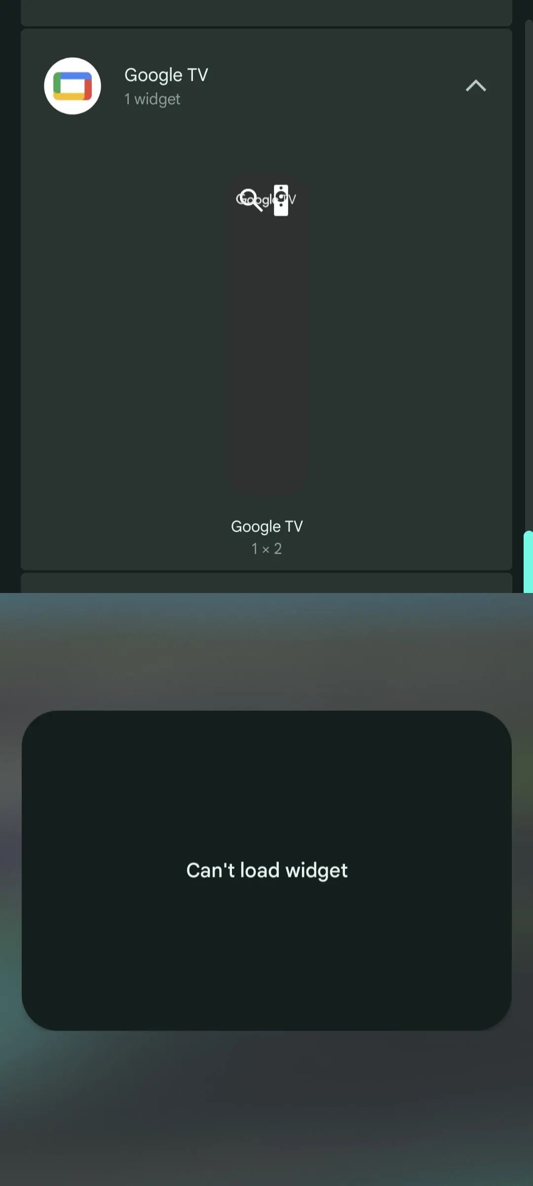 Widget Google TV non funzionante