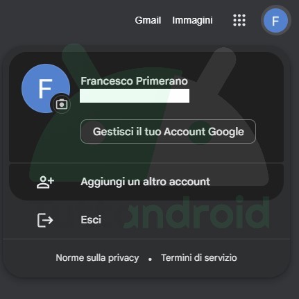 selettore account Google web Material You