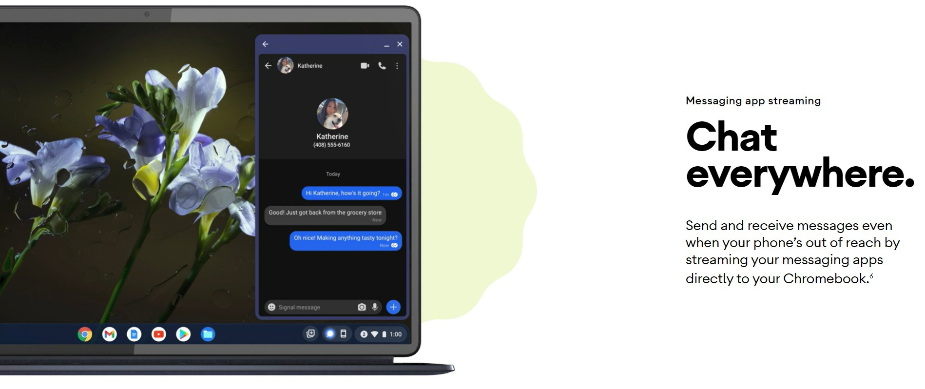 streaming app di messaggistica su Chromebook con Android 13