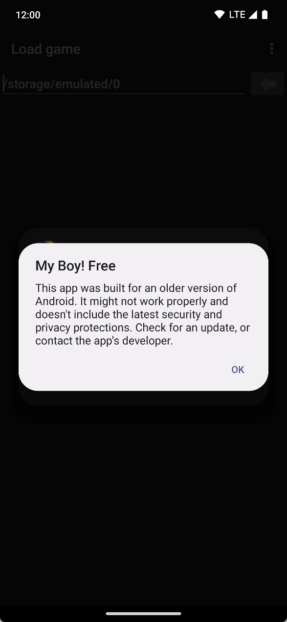 Avviso installazione app obsoleta Android 14 DP1