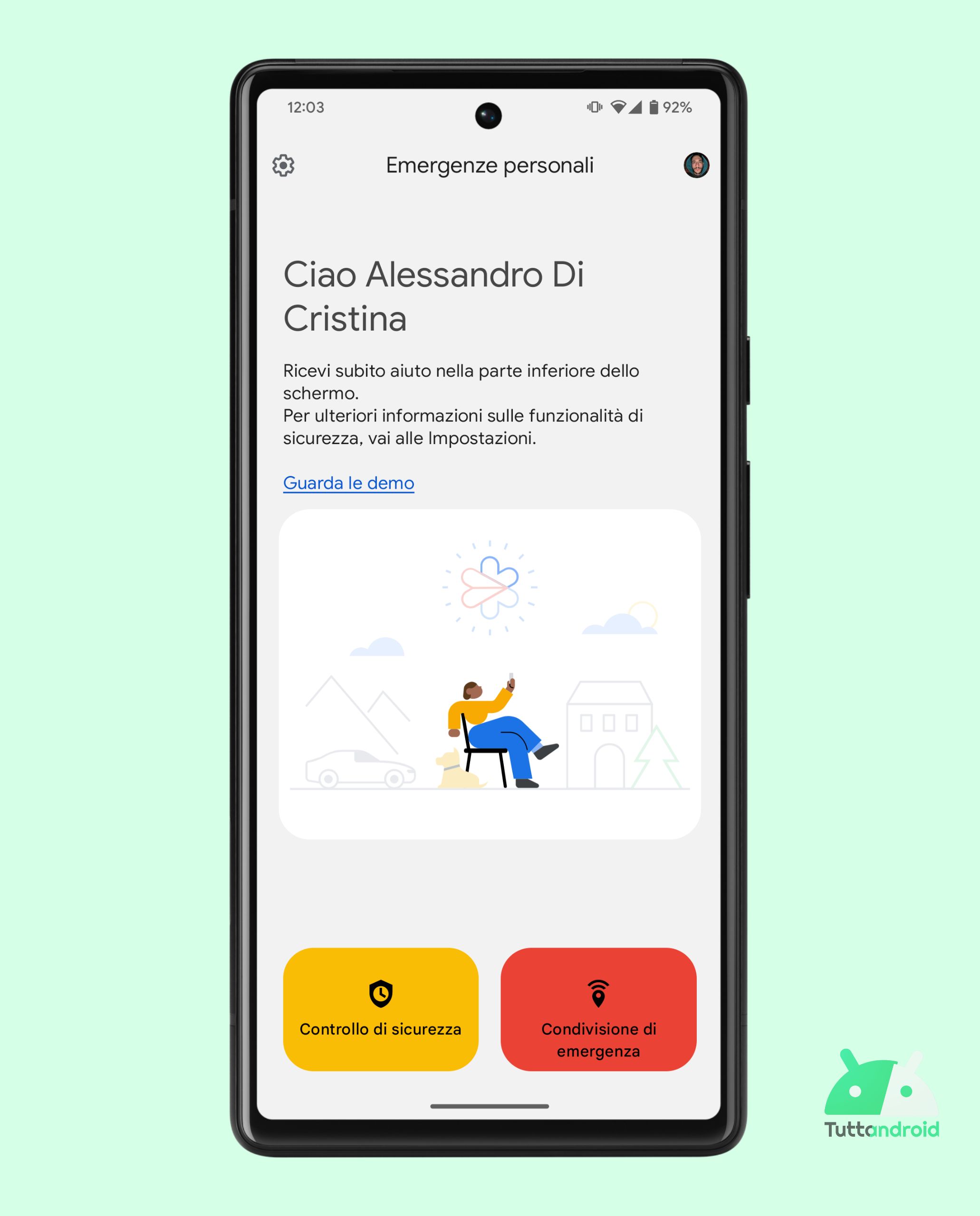 L'app Emergenze Personali in versione 2022.11.10 su Google Pixel 6