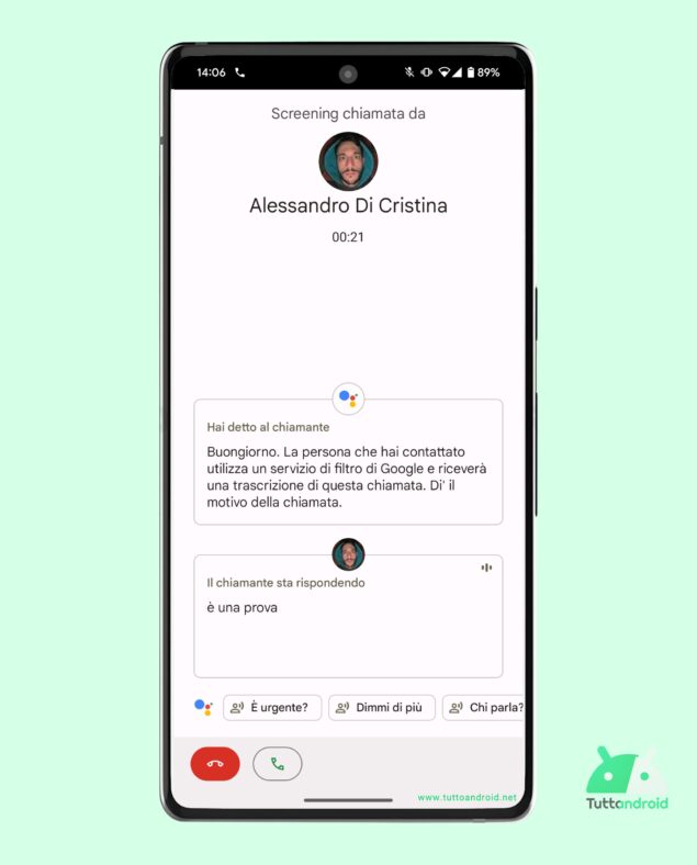 Filtro chiamate tramite Google Assistant su Google Telefono