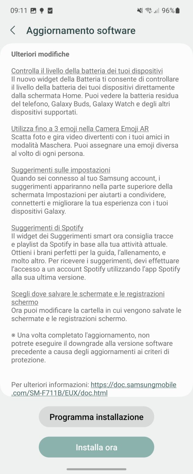 Samsung Galaxy Z Flip3 aggiornamento febbraio 2023 - changelog parte 4