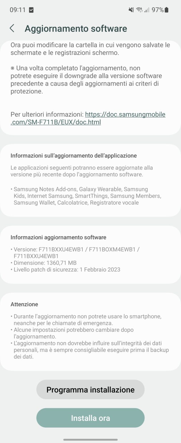 Samsung Galaxy Z Flip3 aggiornamento febbraio 2023 - changelog parte 5