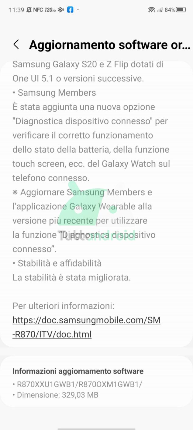 aggiornamento Samsung Galaxy Watch4